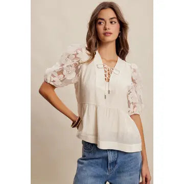 Lace Puff Sleeve Blouse