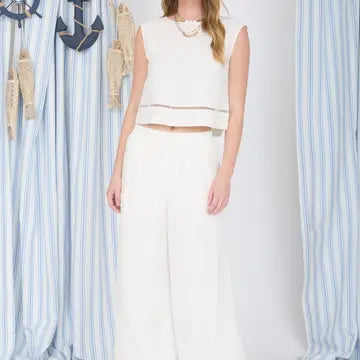 Ladder Lace Wide Leg Linen Pants