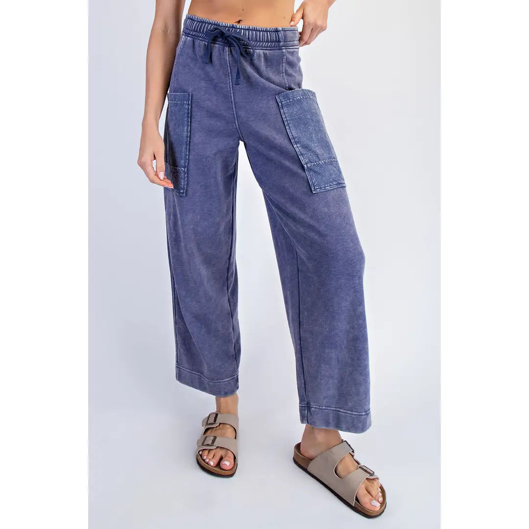 Navy Terry Pocket pant