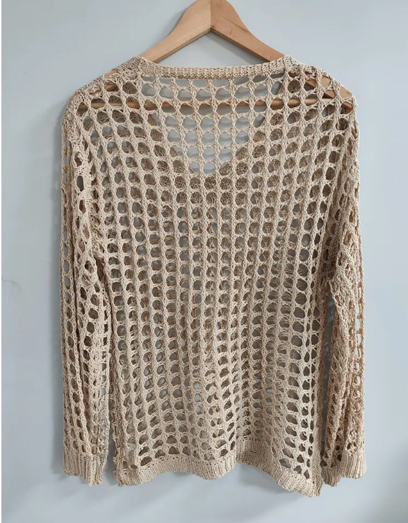 Tan Open Knit Sweater