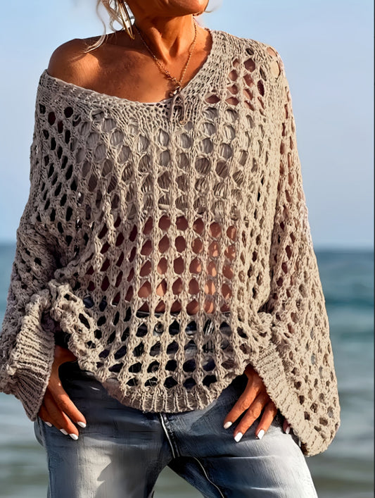 Tan Open Knit Sweater