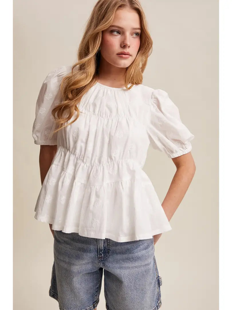 Puff Sleeve Textured Blouse