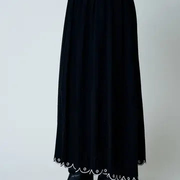 High Waist Scallop Hem Midi Skirt