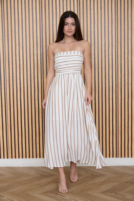 Stripe Linen Midi Dress