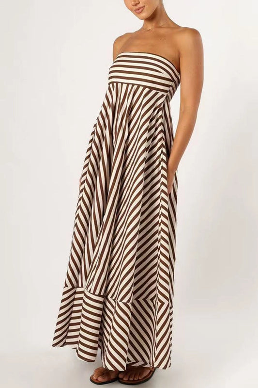 Brown Striped Maxi Dress