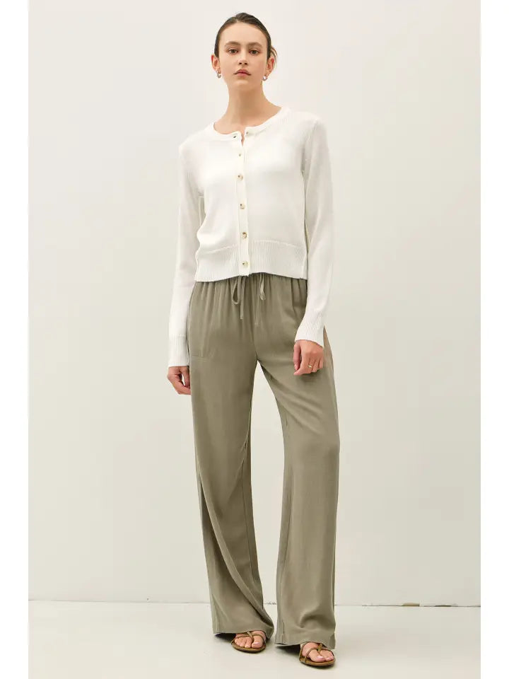 Wool Blended Classic Cut Button Up Cardigan